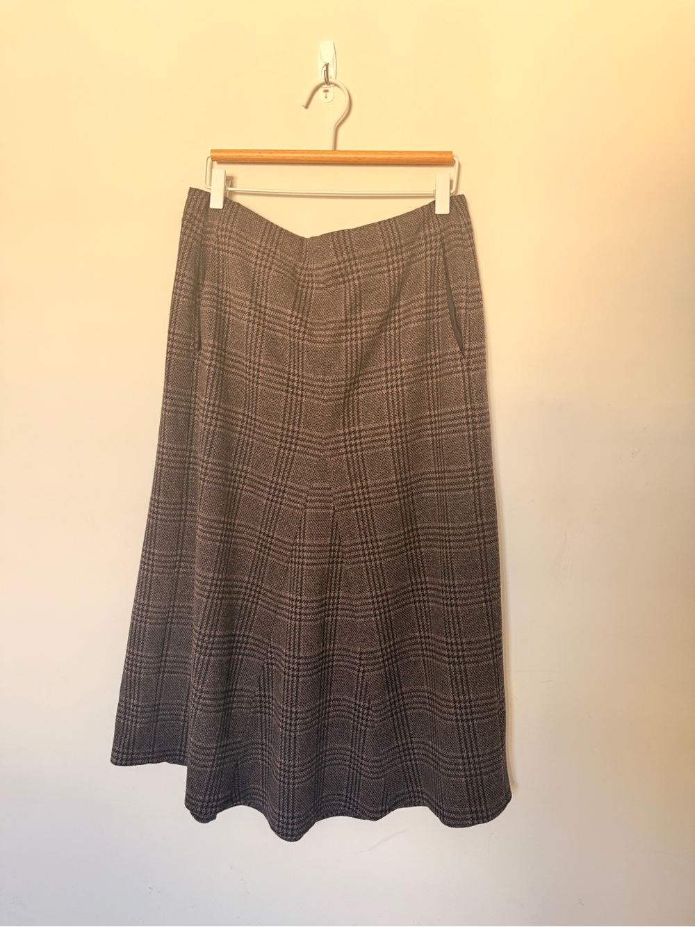 Tibi Lutz Knit Godet Midi plaid A-Line Midi Skirt - Picture 2 of 10